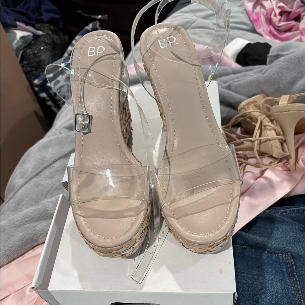 BP Ginny nude clear wedge sandals